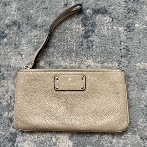 Kate Spade Peddle Leather Wristlet, Beige.
